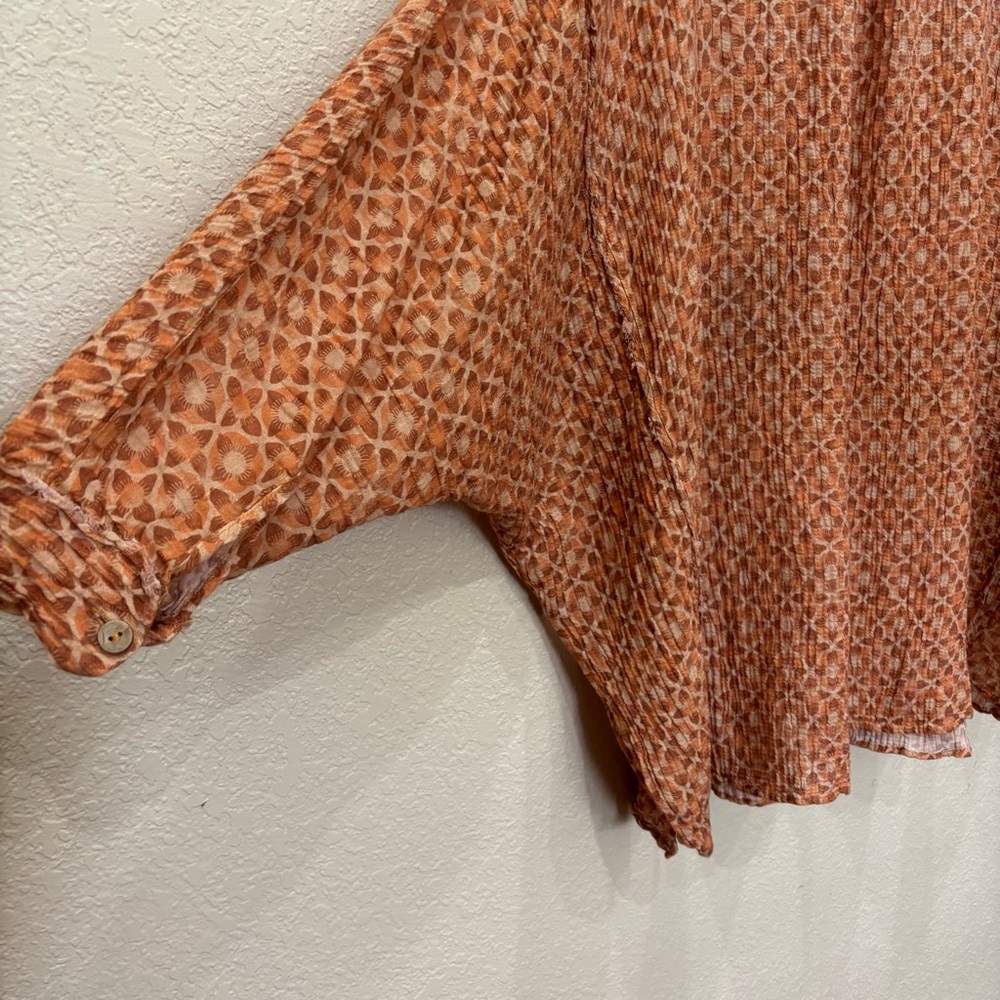 FREE PEOPLE INTIMATELY LINEN BUTTON UP TUNIC Medium Boho Coastal Grandma Hippie - Picture 9 of 9